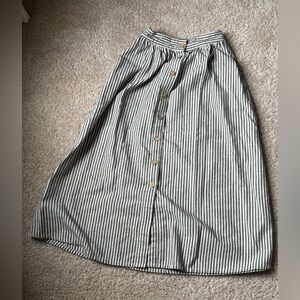 Roolee Dark Blue and White Striped A-Line Skirt